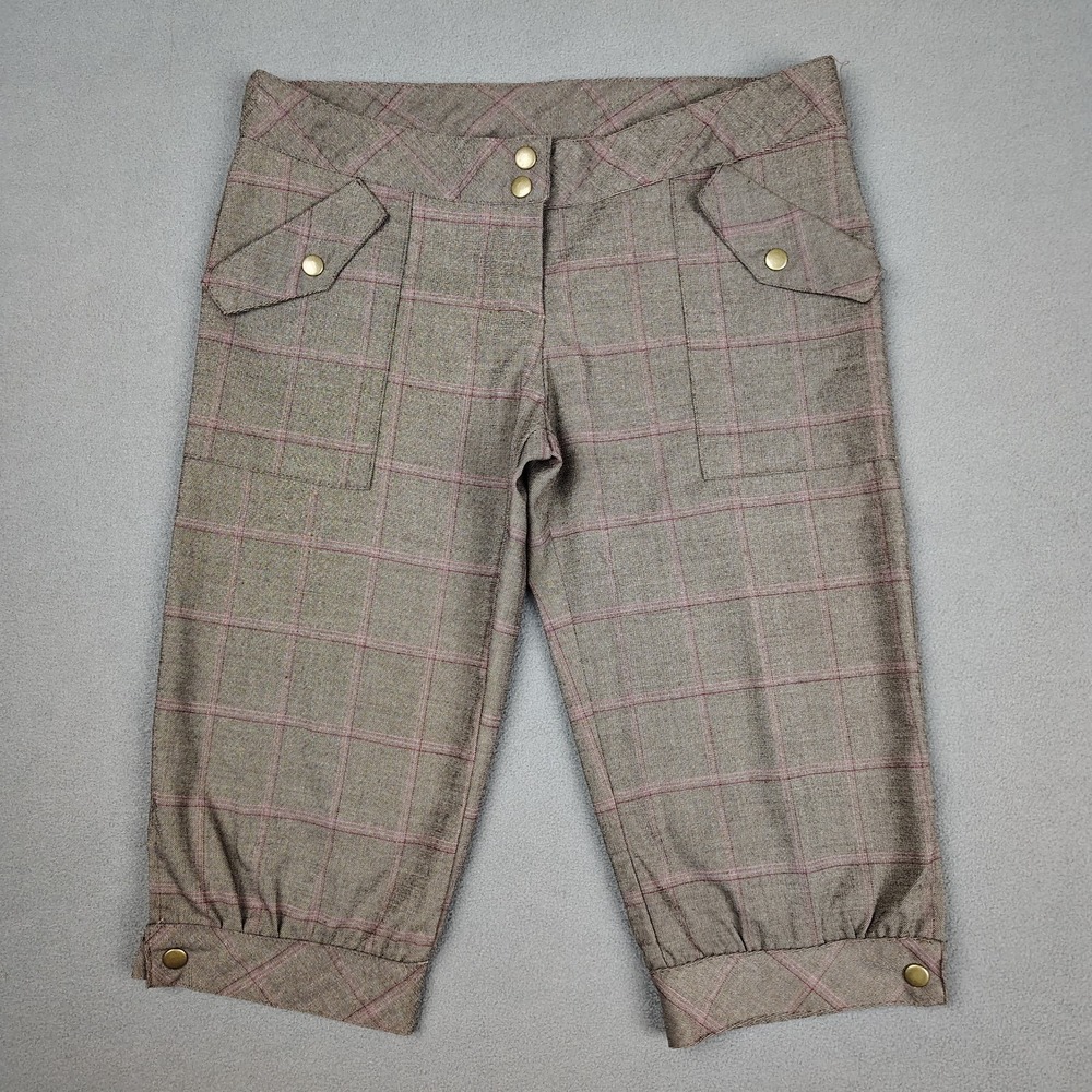 Vintage Y2K‎ Wet Seal Bermuda Shorts Womens Medium Brown Pink Plaid Academia USA